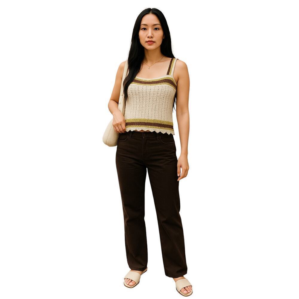 Marc New York Crochet Knit Tank Top Multicolor Boho Sleeveless M